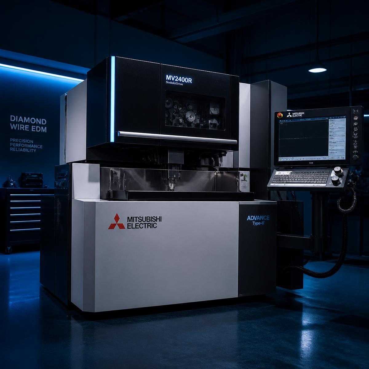 Mitsubishi CNC wire EDM machine on the EDM Labs shop floor